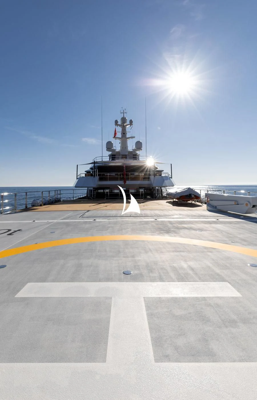 a large ship in the water aboard LA DATCHA Yacht for Sale