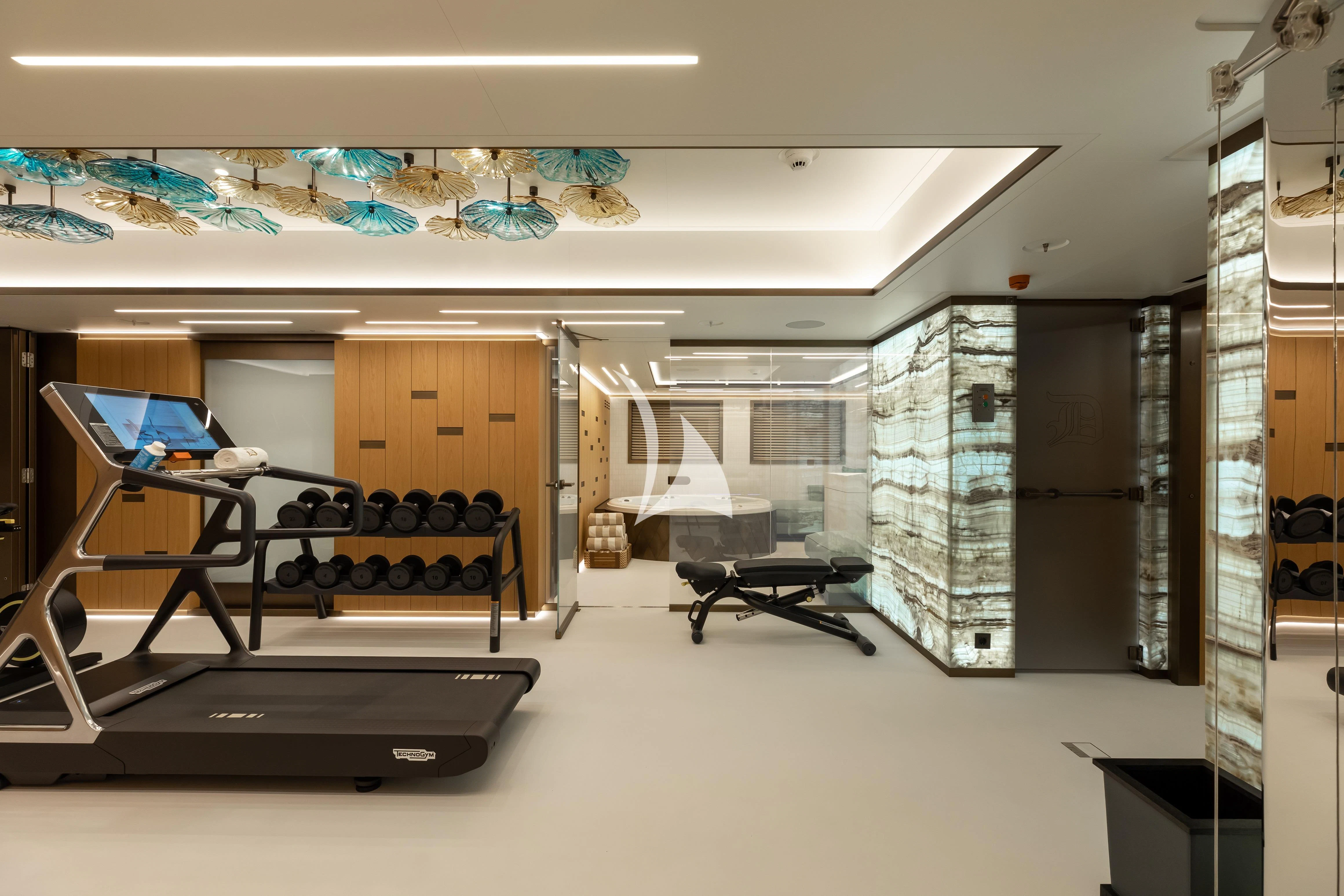 a room with a few beds aboard LA DATCHA Yacht for Sale