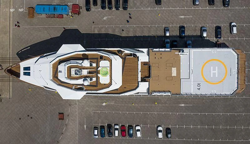 a building with a large number on it aboard LA DATCHA Yacht for Sale