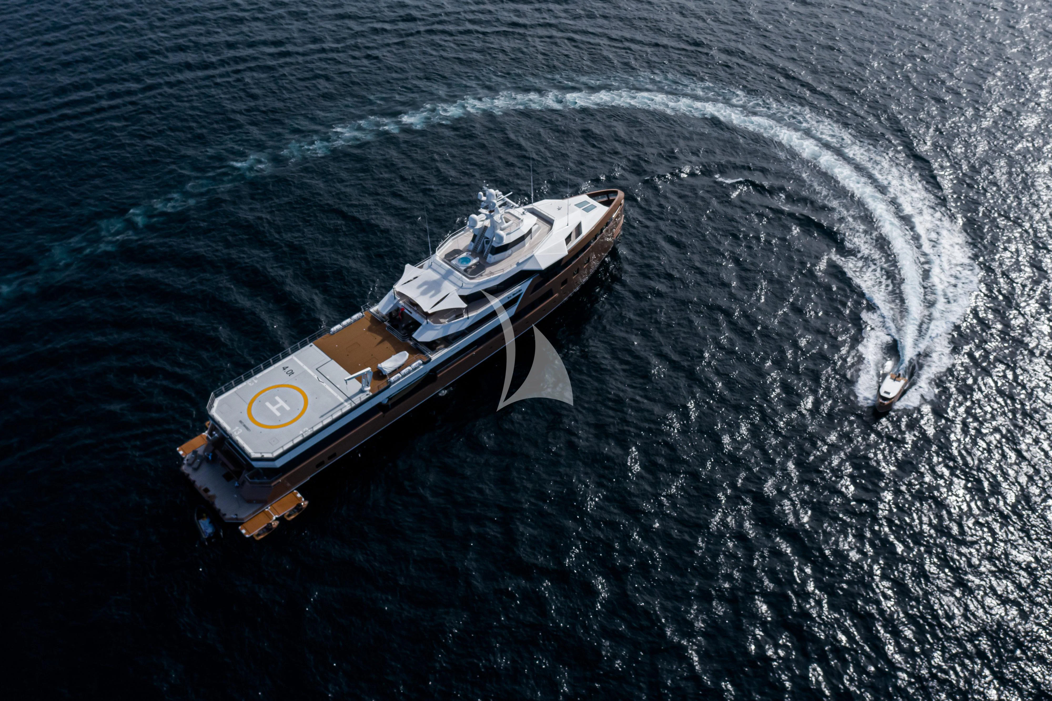 a boat in the water aboard LA DATCHA Yacht for Sale