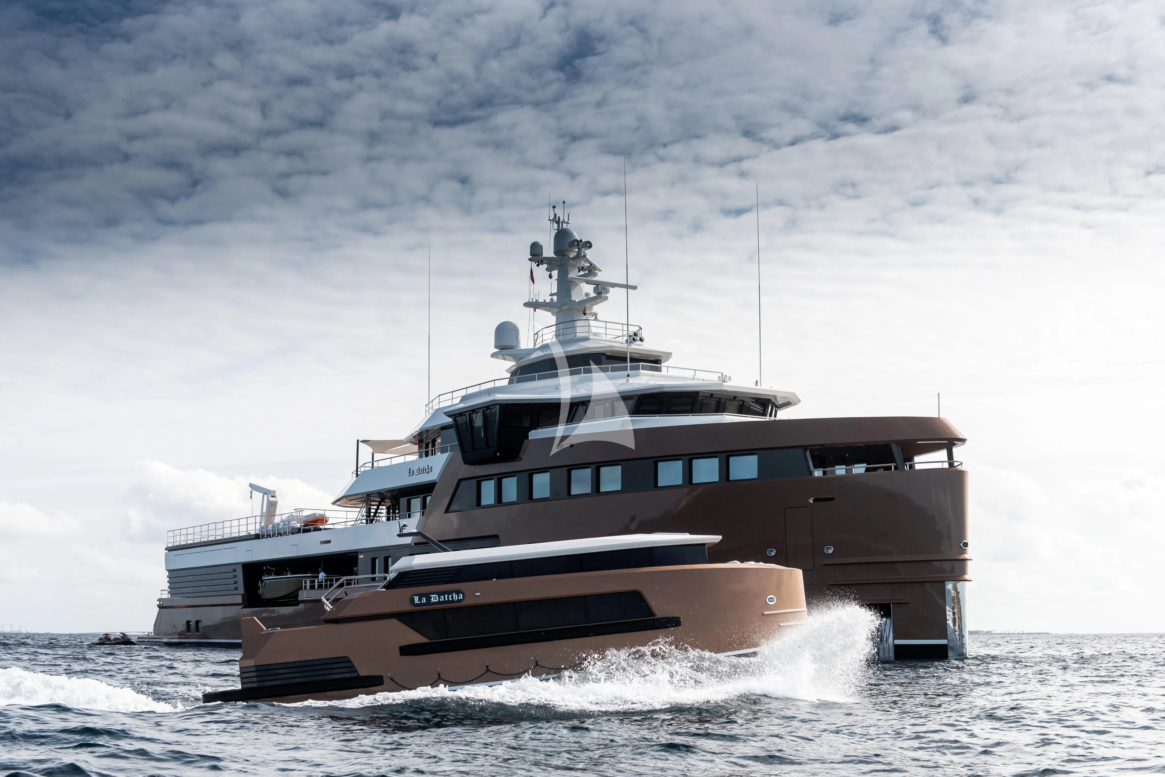 a boat on the water aboard LA DATCHA Yacht for Sale