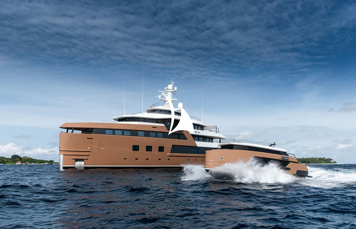 a boat on the water aboard LA DATCHA Yacht for Sale