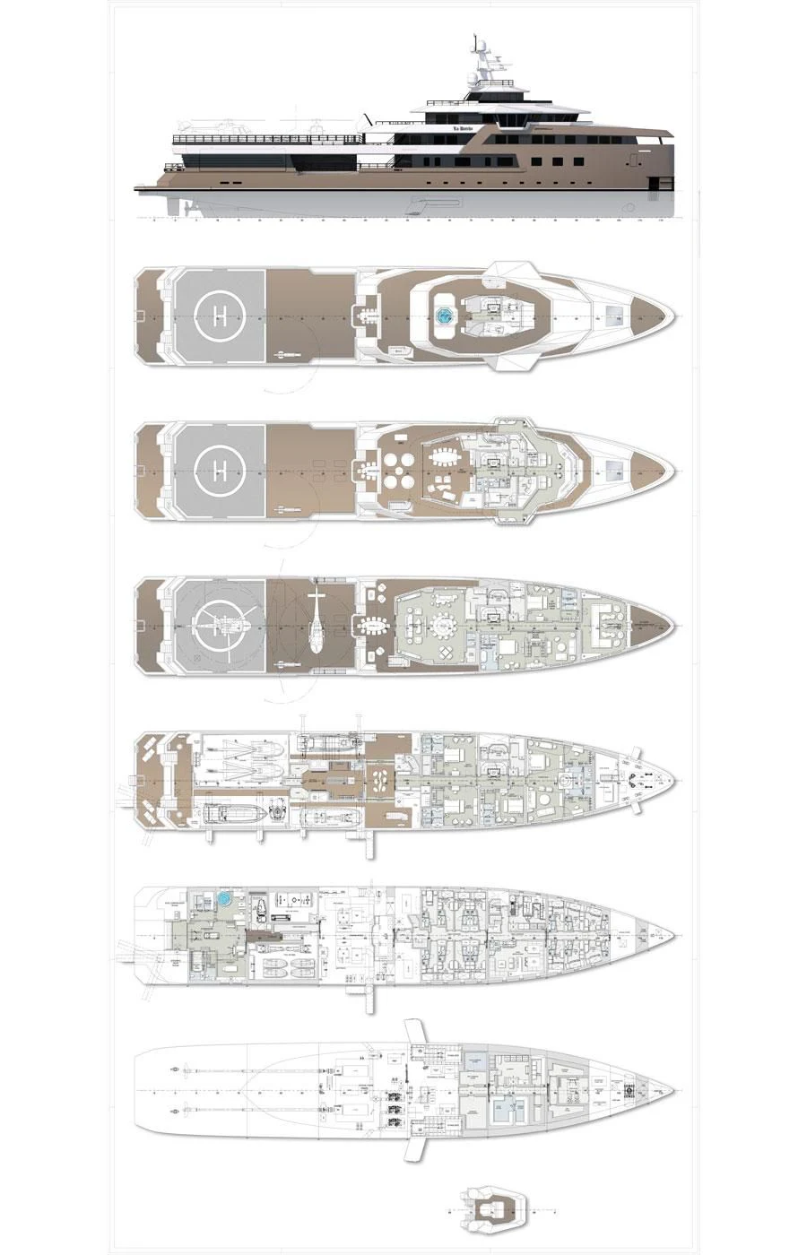 diagram, engineering drawing aboard LA DATCHA Yacht for Sale