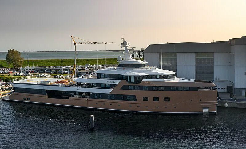 a large white ship aboard LA DATCHA Yacht for Sale