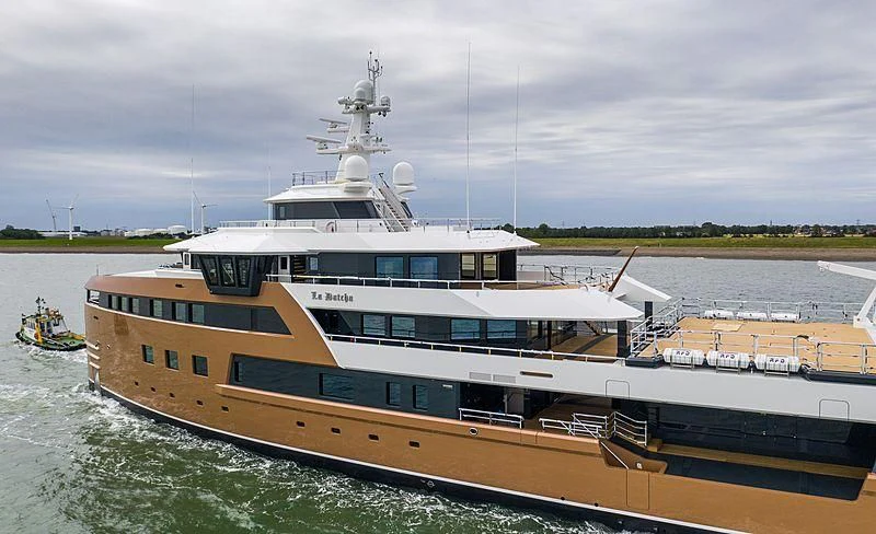 a large white boat aboard LA DATCHA Yacht for Sale