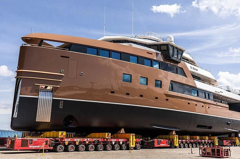 a large ship on a trailer aboard LA DATCHA Yacht for Sale