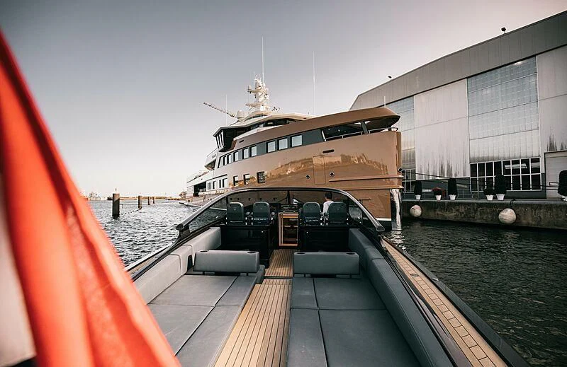 a boat on the water aboard LA DATCHA Yacht for Sale