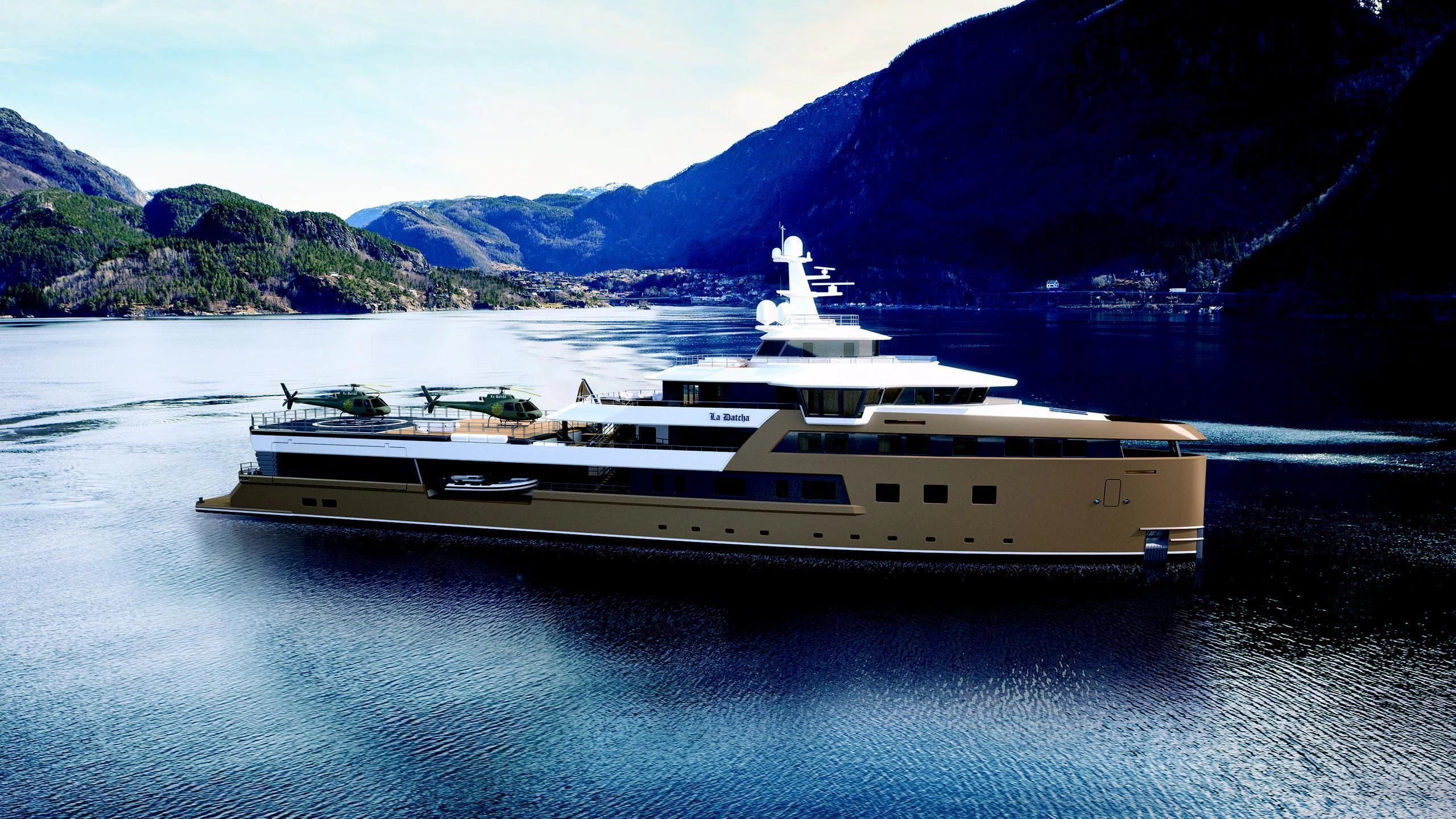 a yacht on the water aboard LA DATCHA Yacht for Sale