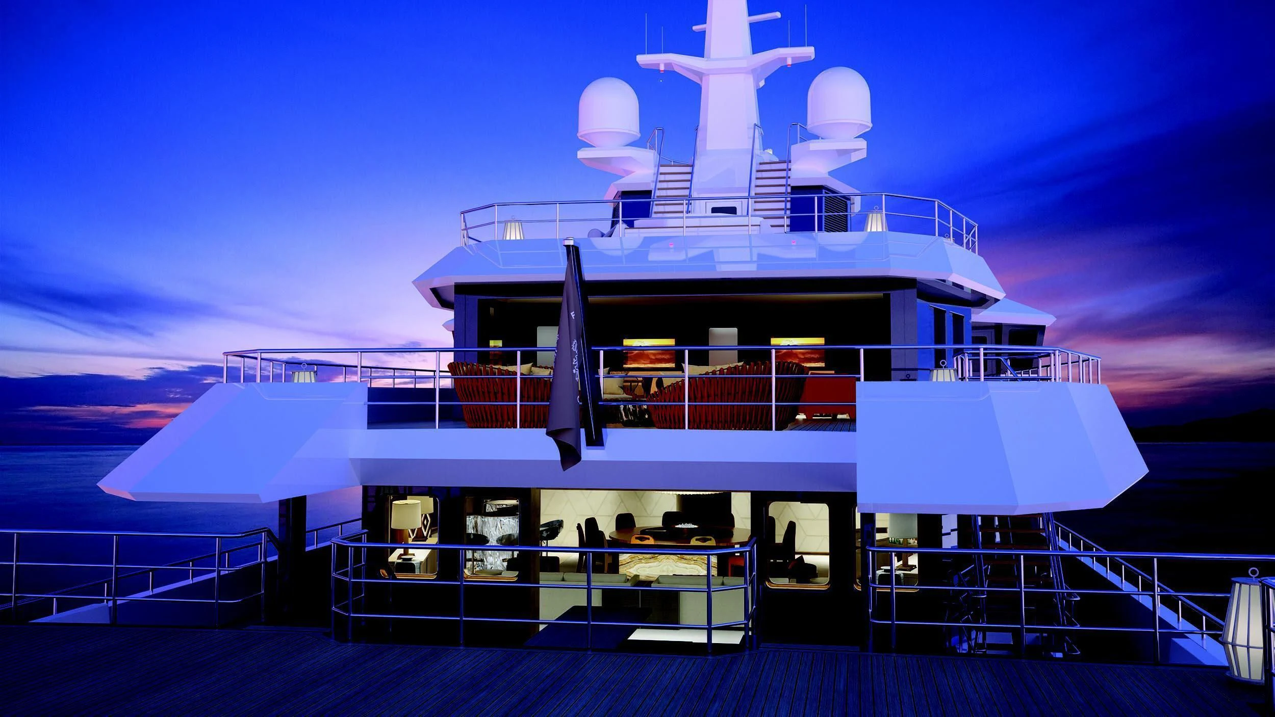 a large white ship aboard LA DATCHA Yacht for Sale