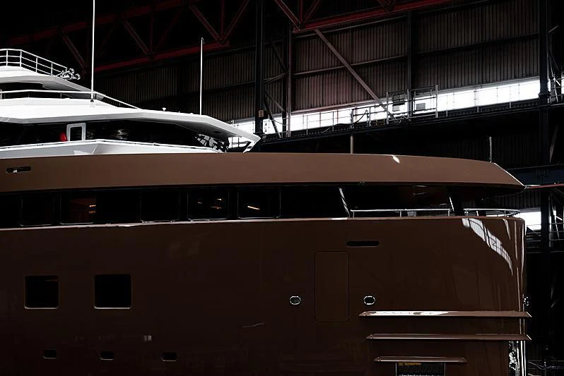 a train parked in a station aboard LA DATCHA Yacht for Sale