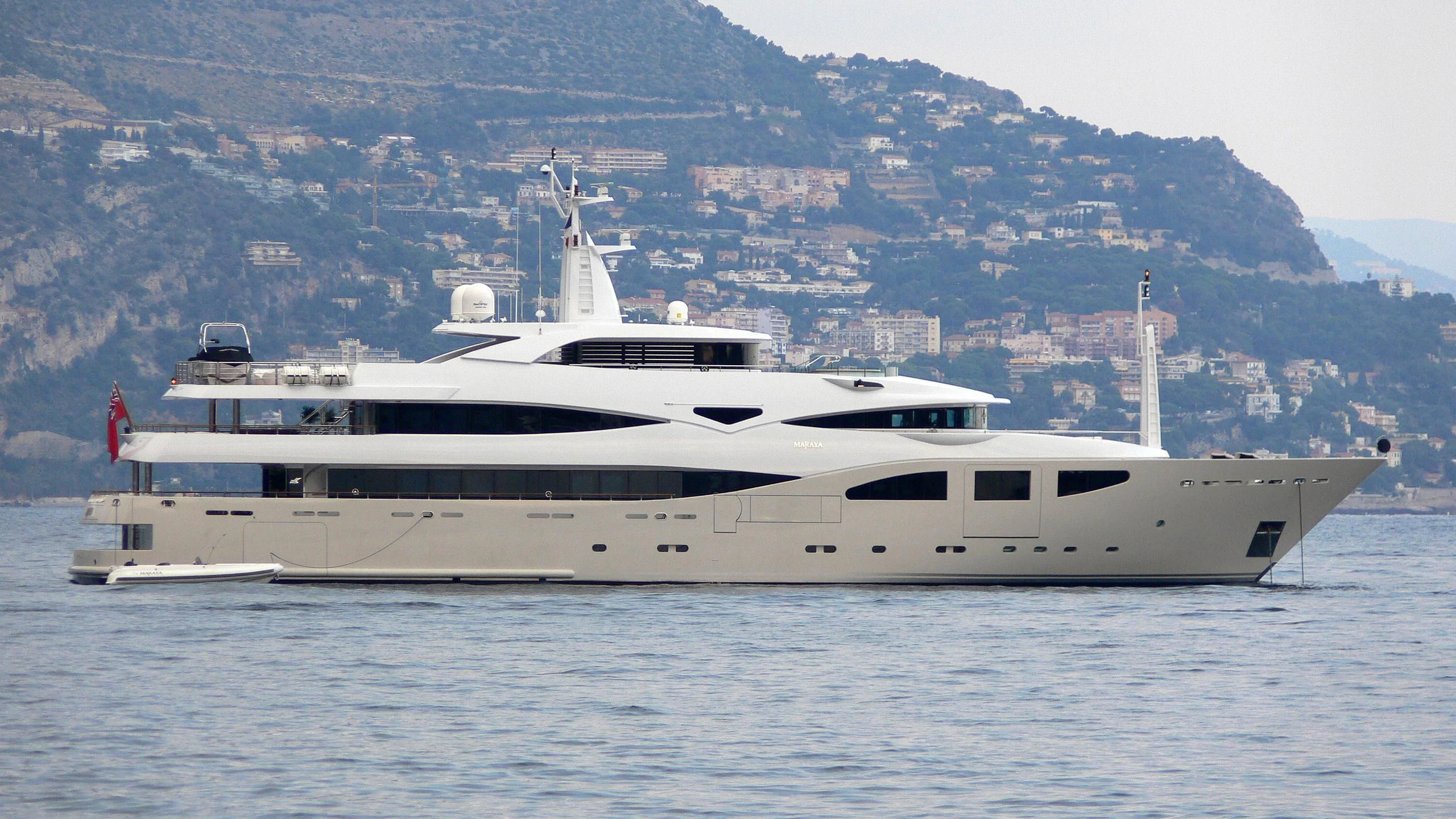 a large white yacht aboard MARAYA Yacht for Sale