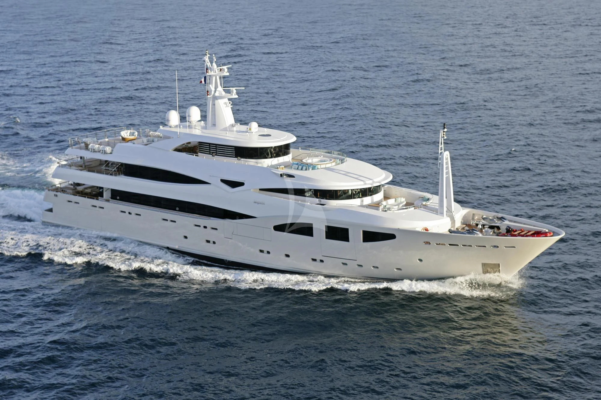 a large white ship aboard MARAYA Yacht for Sale