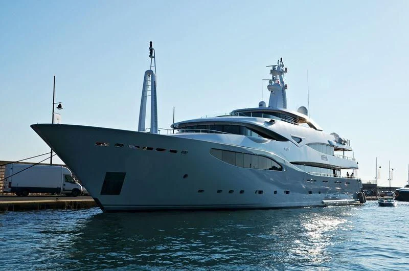 a large white ship aboard MARAYA Yacht for Sale