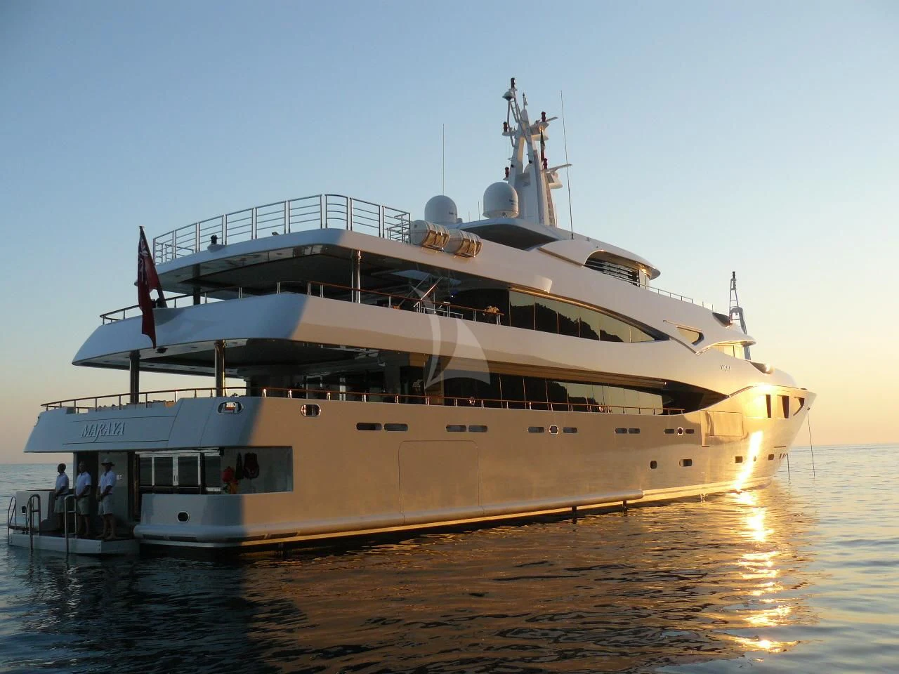 a large white ship aboard MARAYA Yacht for Sale