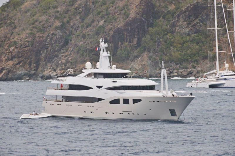 a white yacht in the water aboard MARAYA Yacht for Sale