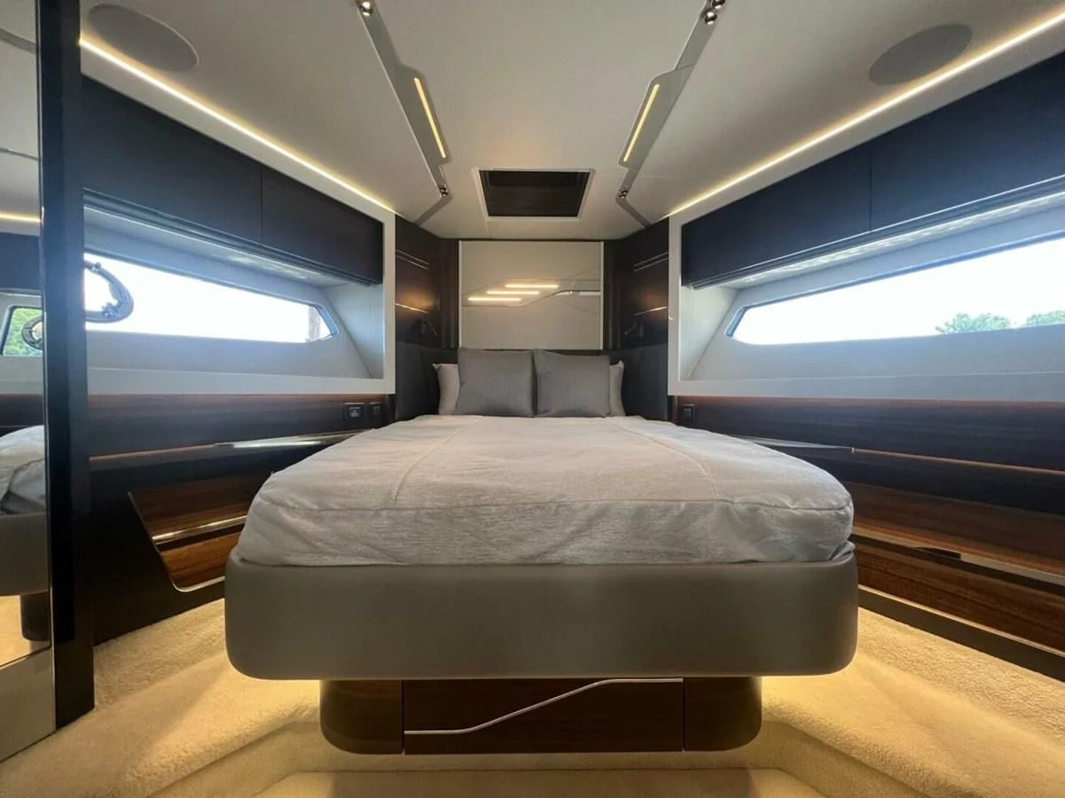 a bed in a room aboard 75 SPORT YACHT Yacht for Sale