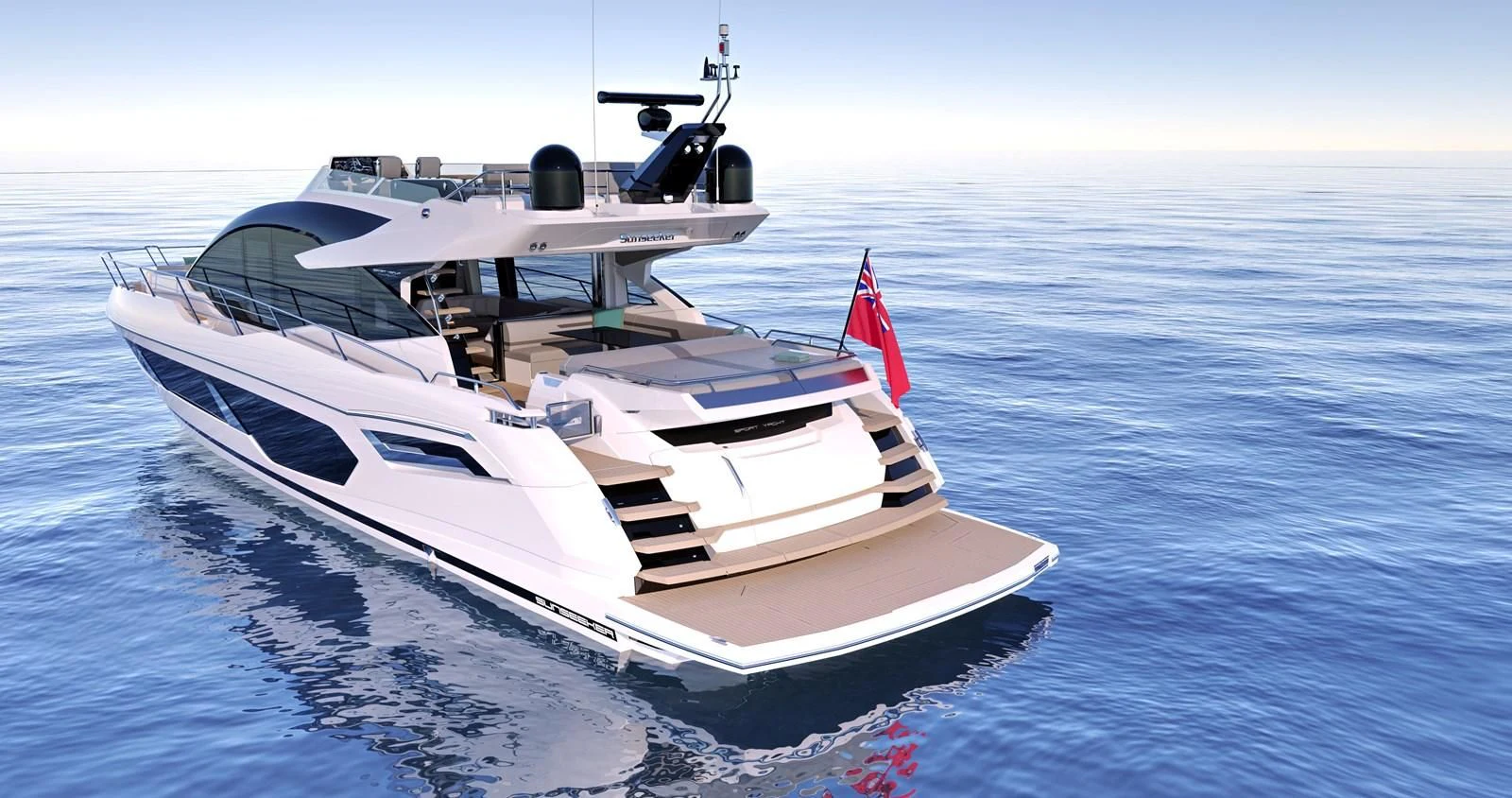 a white yacht on the water aboard 75 SPORT YACHT Yacht for Sale