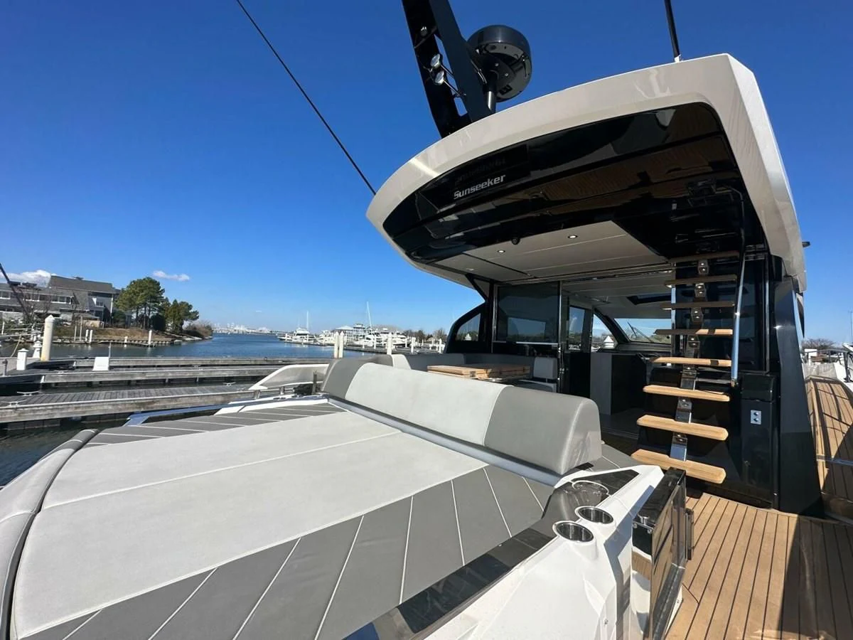 a deck with a slide aboard 75 SPORT YACHT Yacht for Sale