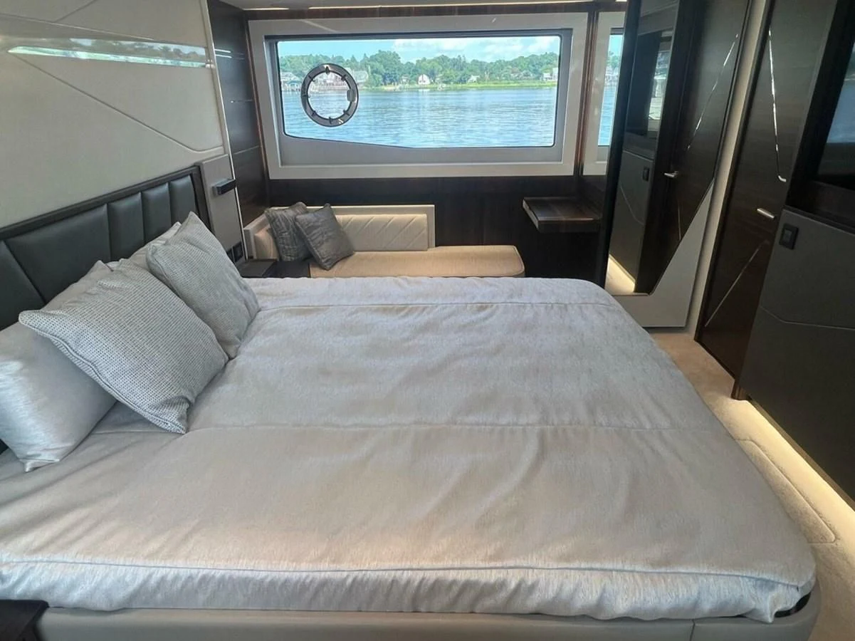a bed in a room aboard 75 SPORT YACHT Yacht for Sale