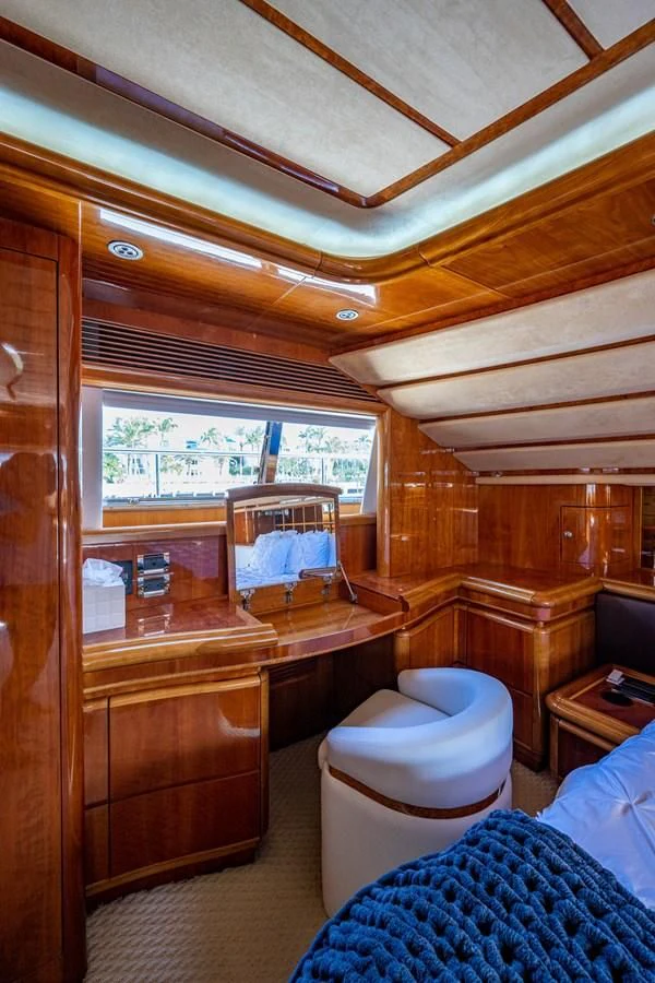 a wooden cabin with a toilet aboard EVERYTHING GOOD Yacht for Sale