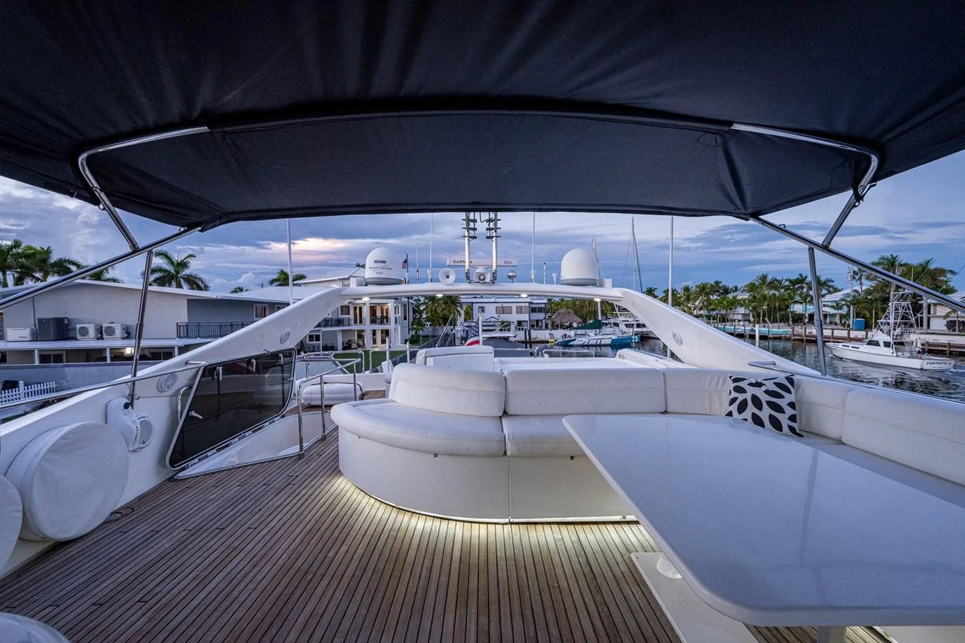 a large white boat in a large body of water aboard EVERYTHING GOOD Yacht for Sale