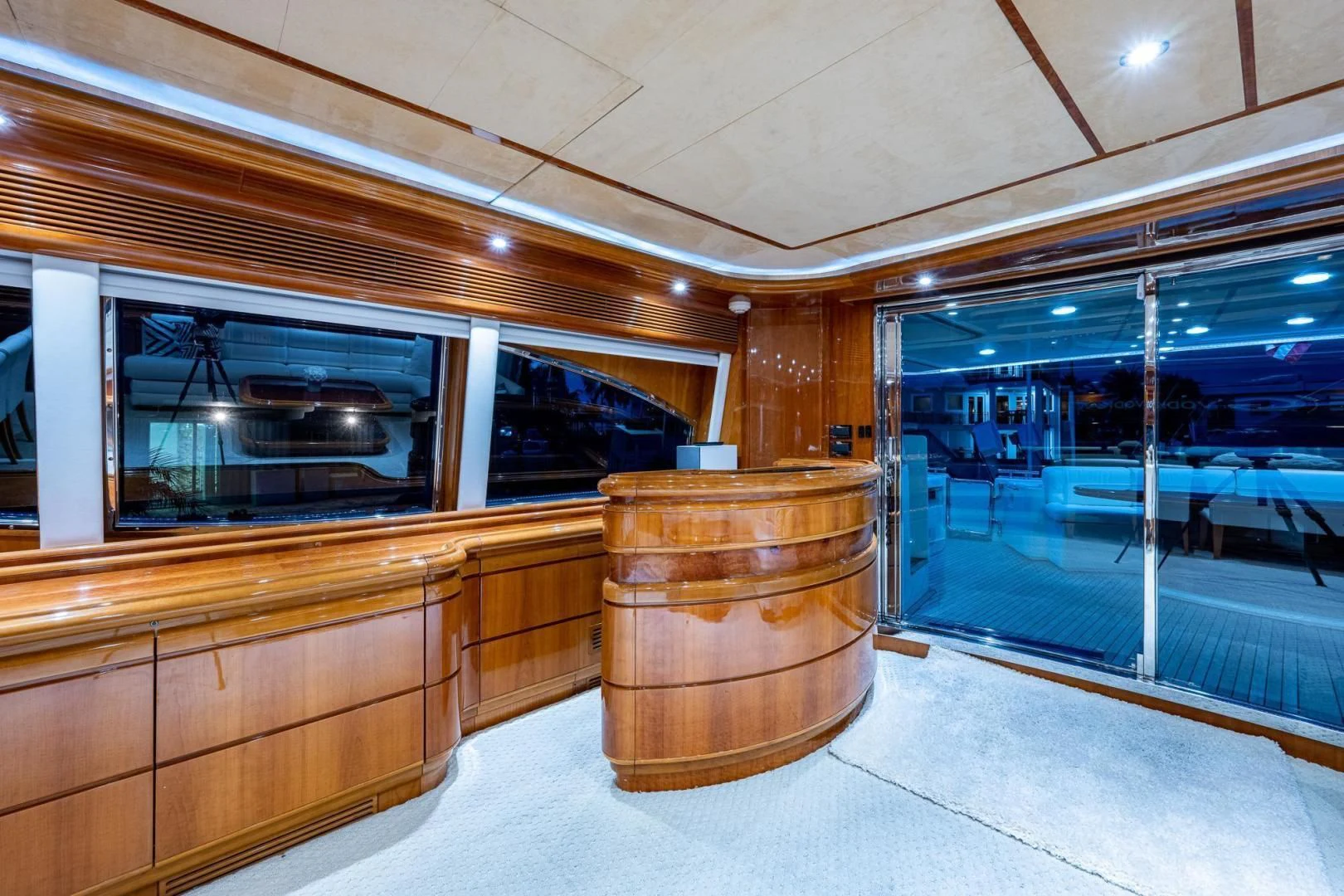 a large wooden barrel in a room aboard EVERYTHING GOOD Yacht for Sale