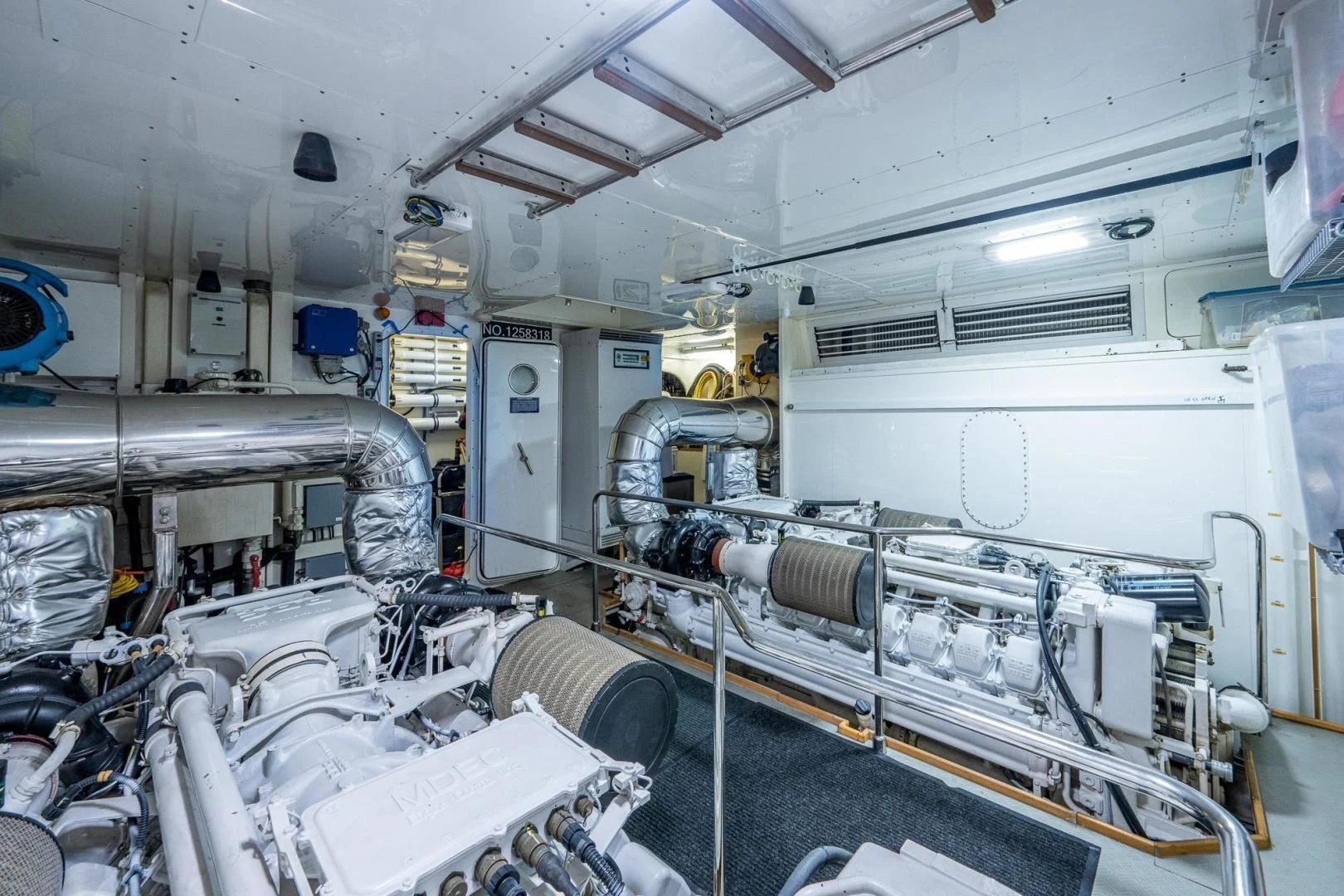 a large room with machinery aboard EVERYTHING GOOD Yacht for Sale