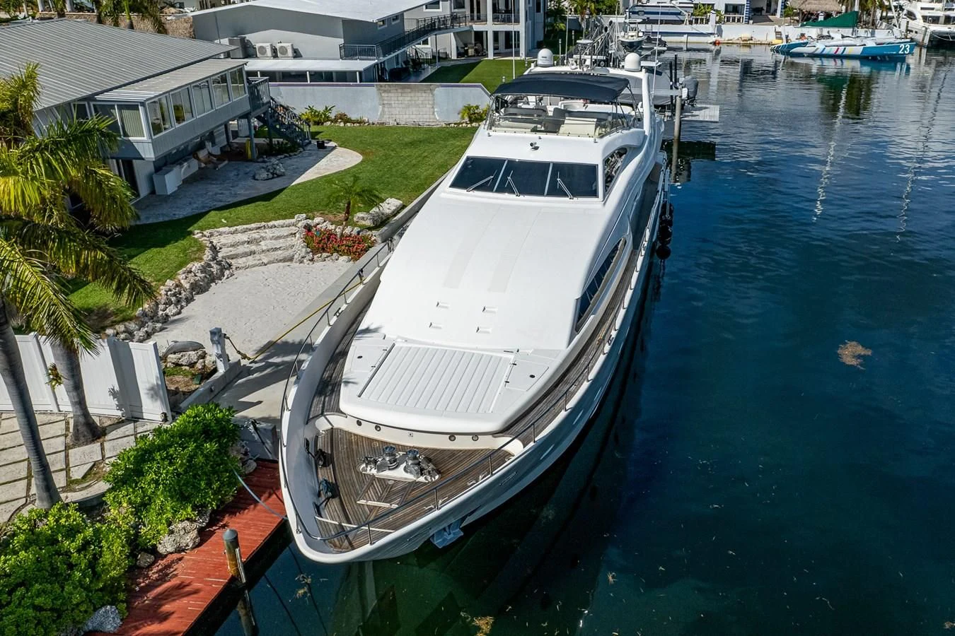 a boat docked in a harbor aboard EVERYTHING GOOD Yacht for Sale