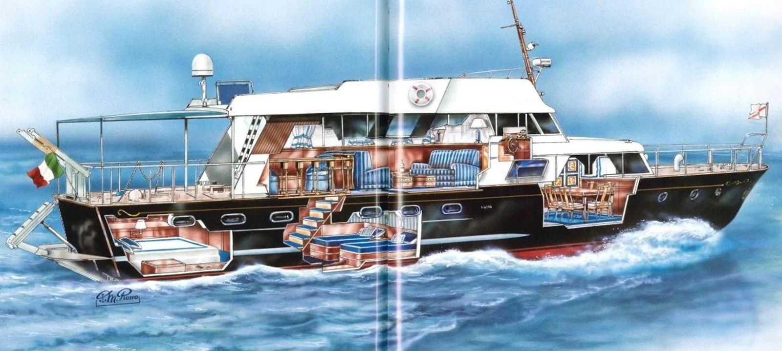a boat on the water aboard UNICA Yacht for Sale