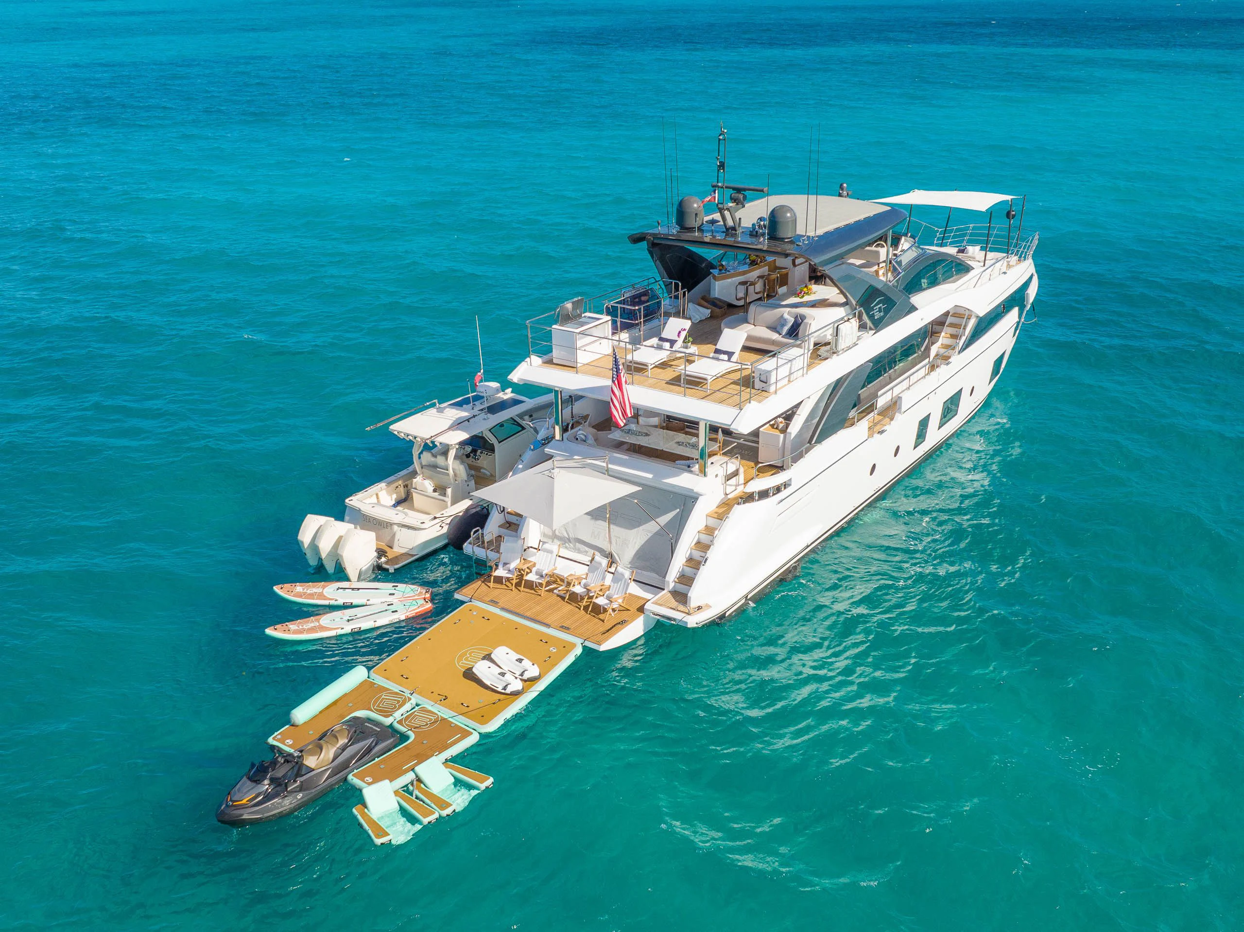a ship in the water aboard SEA OWL Yacht for Sale