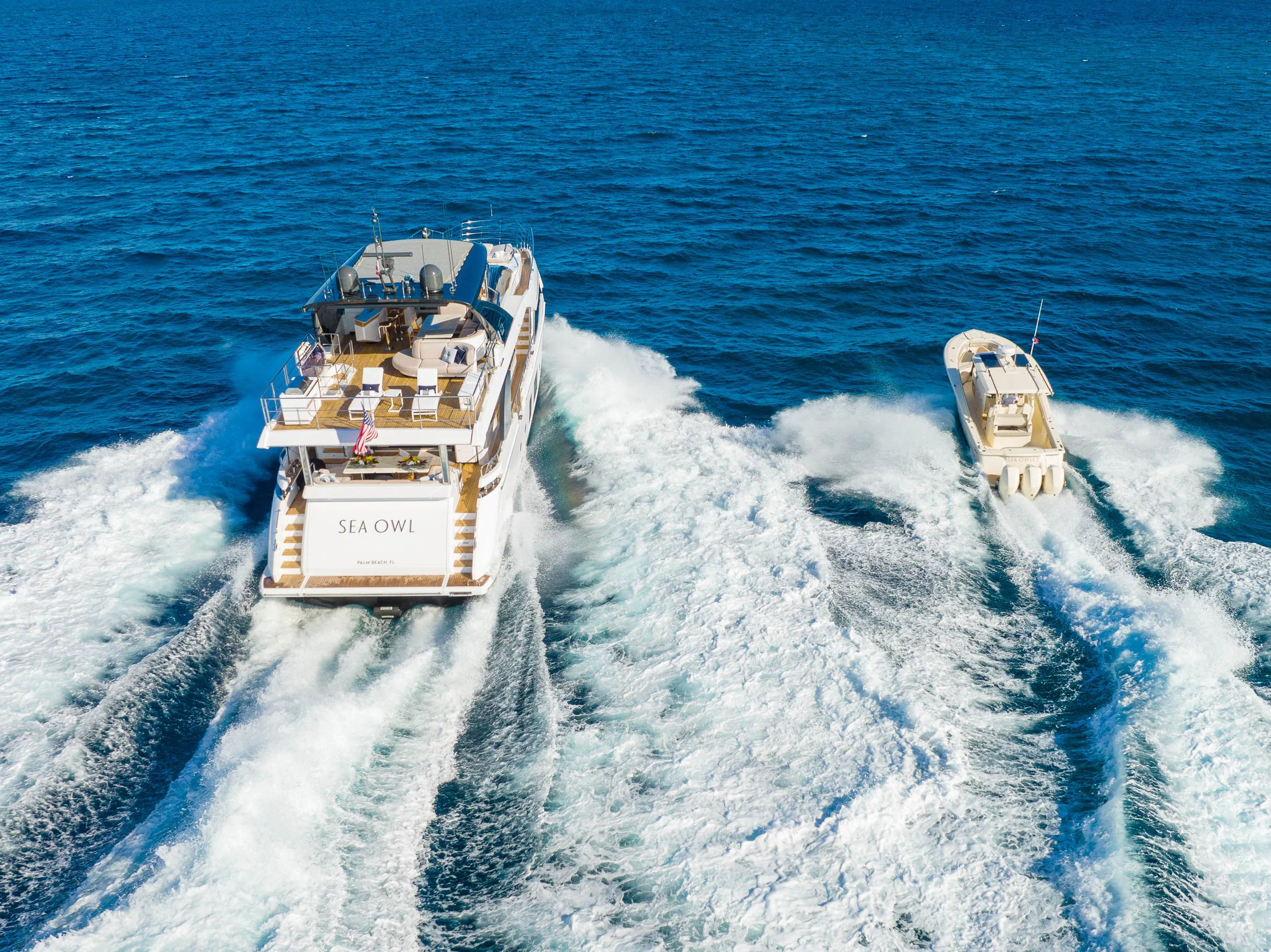 a ship in the water aboard SEA OWL Yacht for Sale