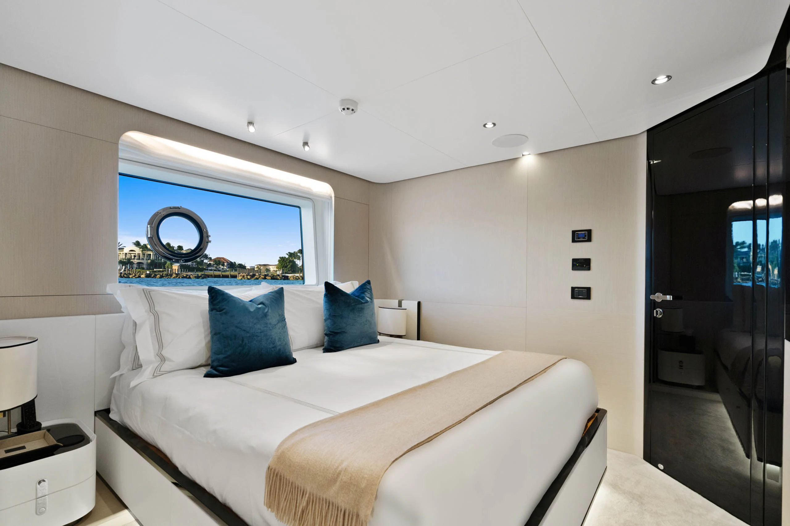 a bed in a room aboard SEA OWL Yacht for Sale