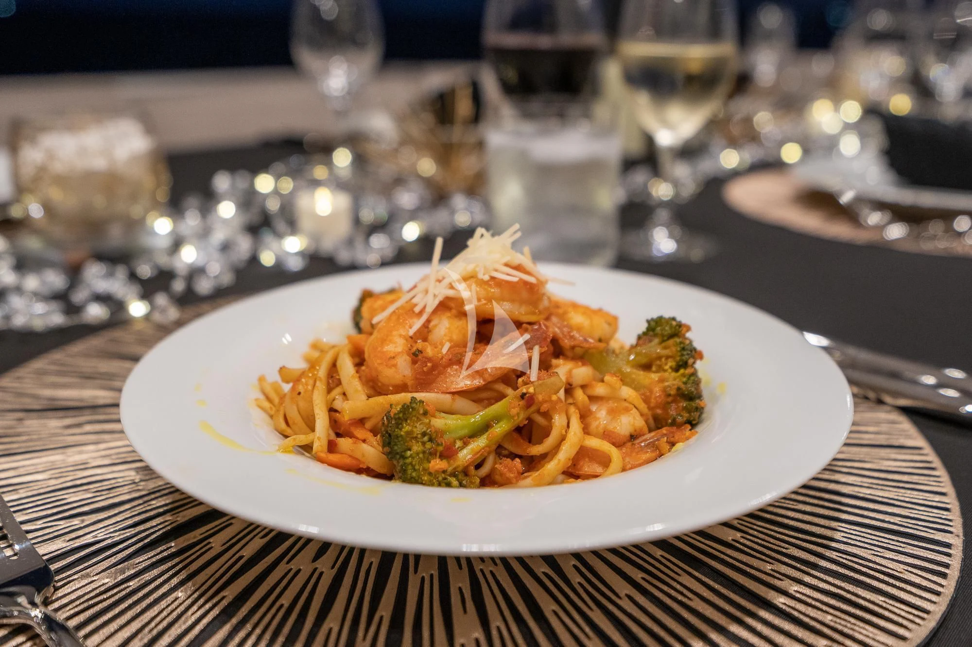 a plate of food aboard SEA OWL Yacht for Sale