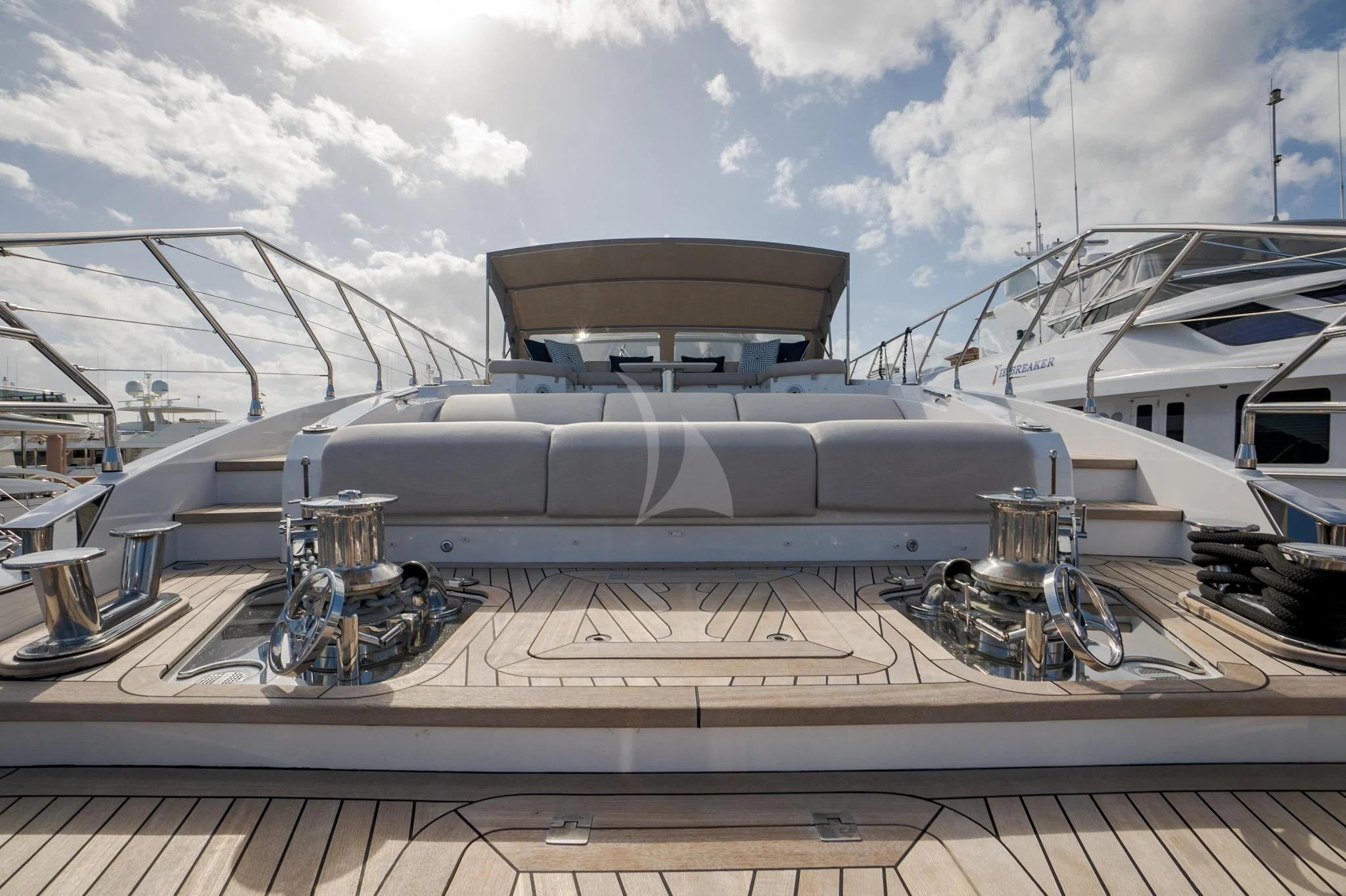 a silver train on a track aboard SEA OWL Yacht for Sale