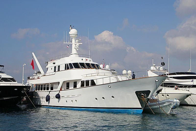 a large white boat aboard MIZAR Yacht for Sale