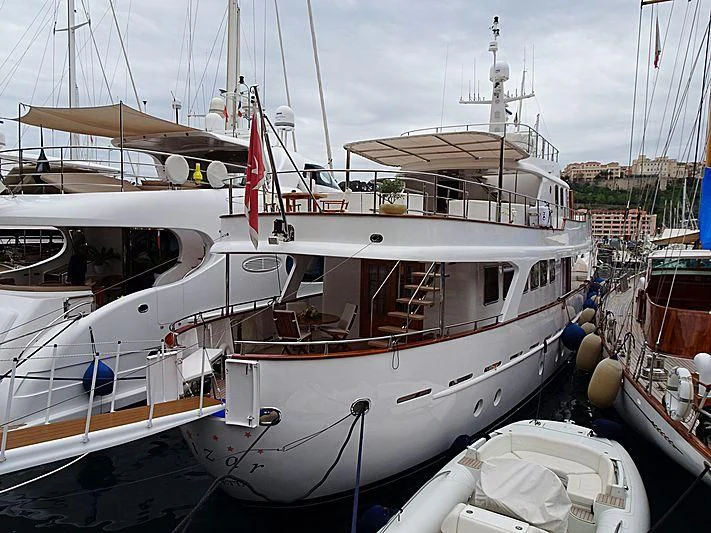 a group of boats are parked in a harbor aboard MIZAR Yacht for Sale