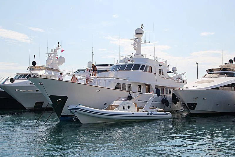 a group of boats in the water aboard MIZAR Yacht for Sale