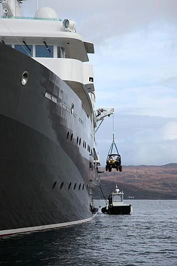 a large ship in the water aboard YERSIN Yacht for Charter
