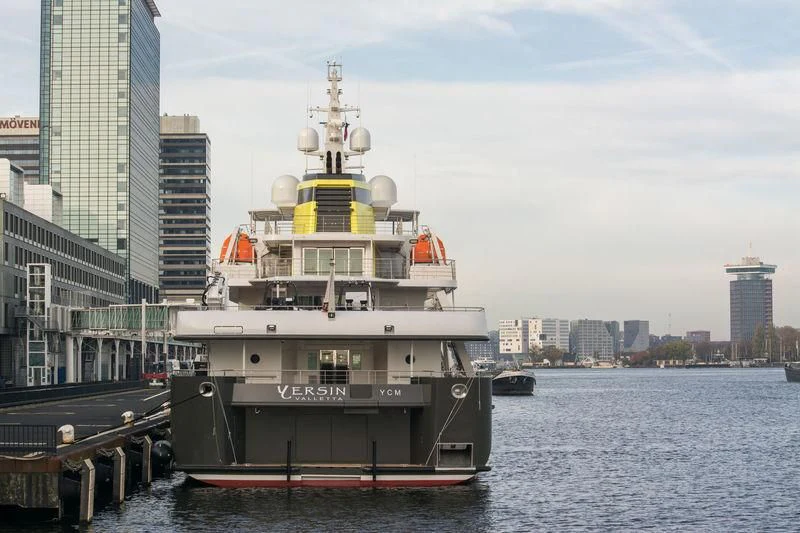 a large ship in the water aboard YERSIN Yacht for Charter