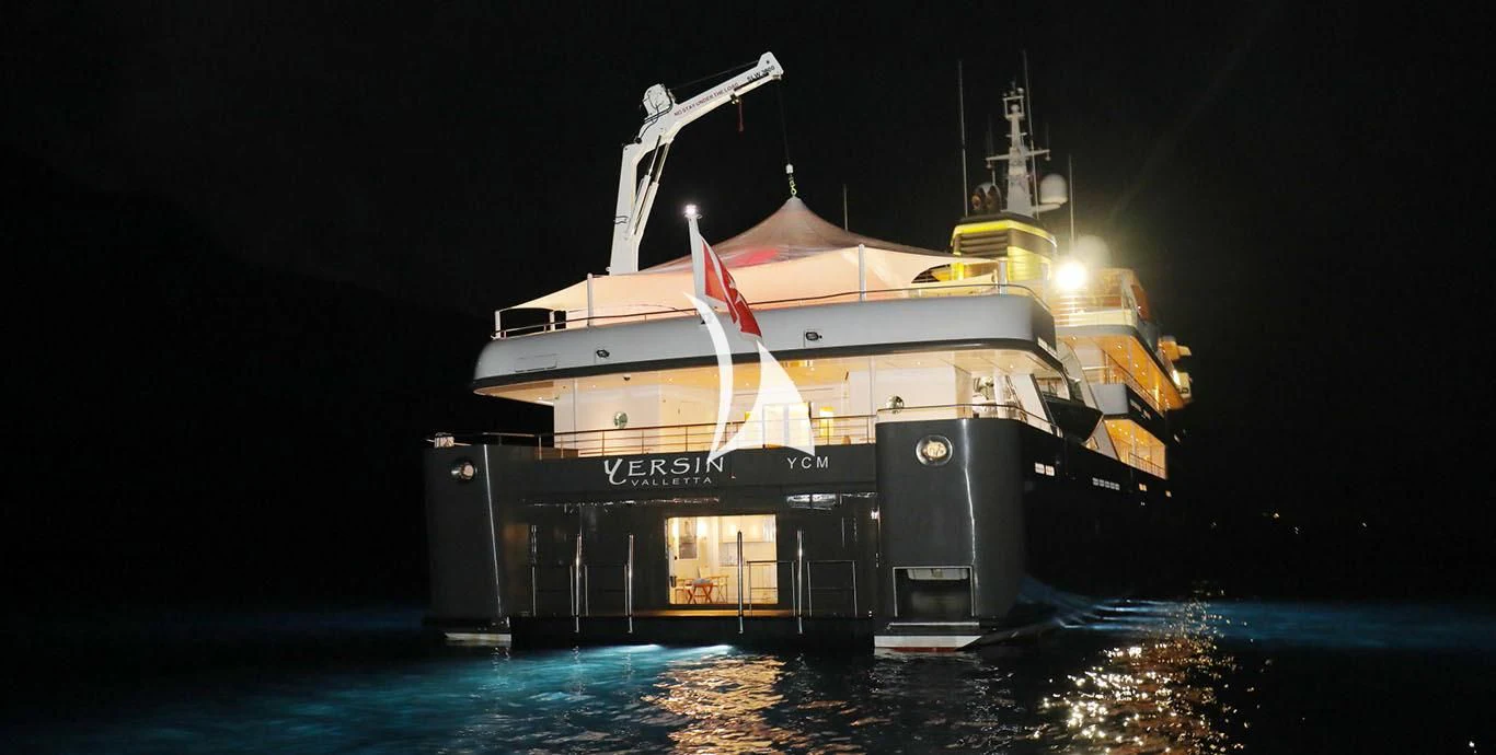 a large ship in the water aboard YERSIN Yacht for Charter