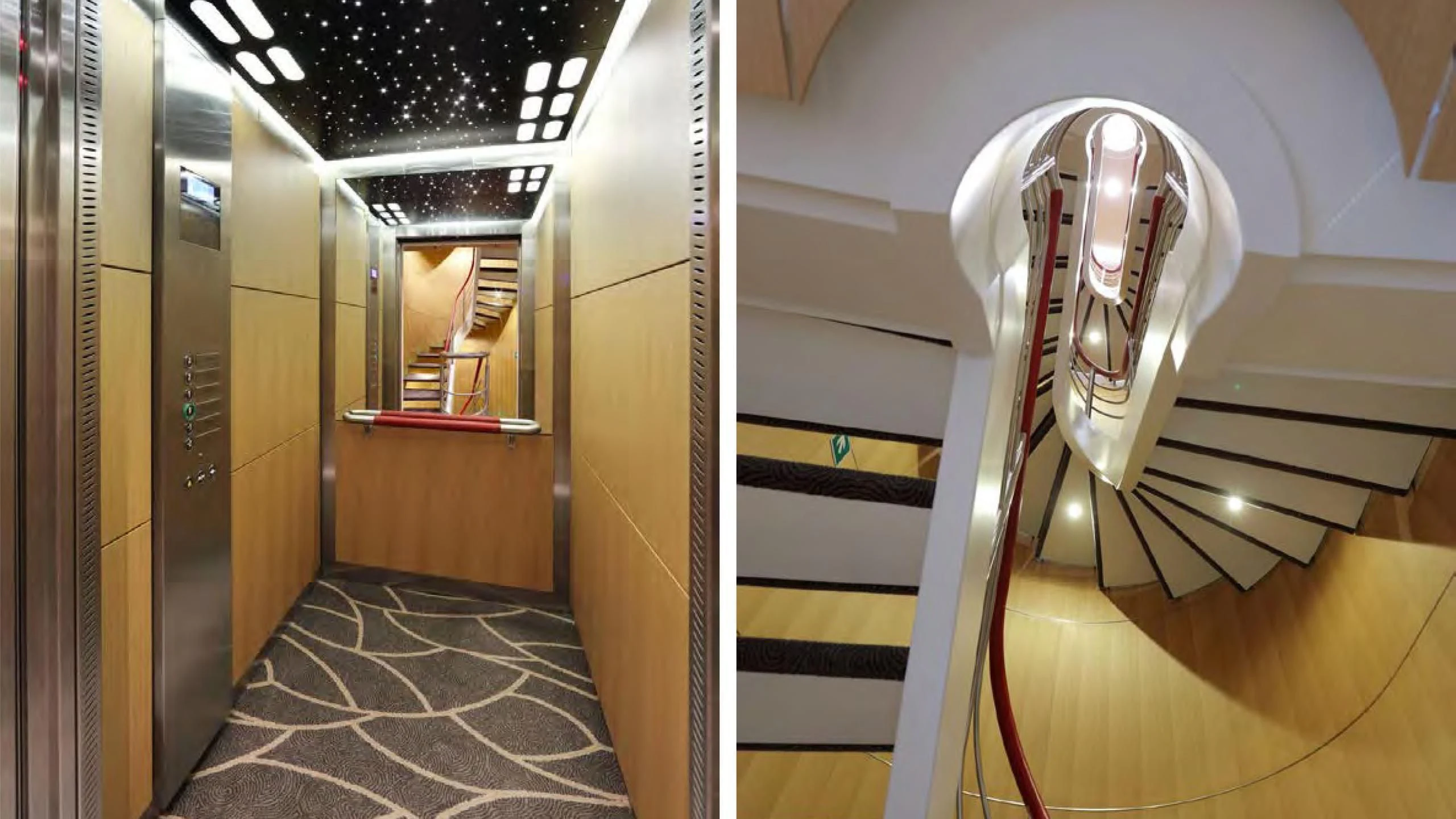 a hallway with a large fan aboard YERSIN Yacht for Charter