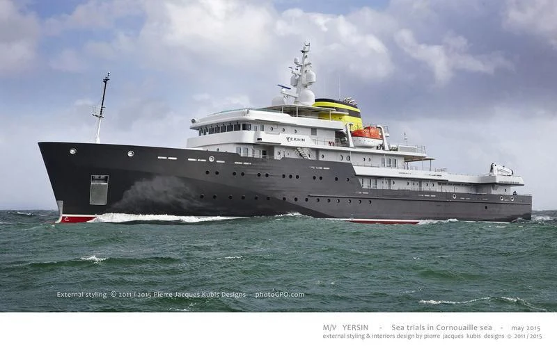 a large ship in the water aboard YERSIN Yacht for Charter