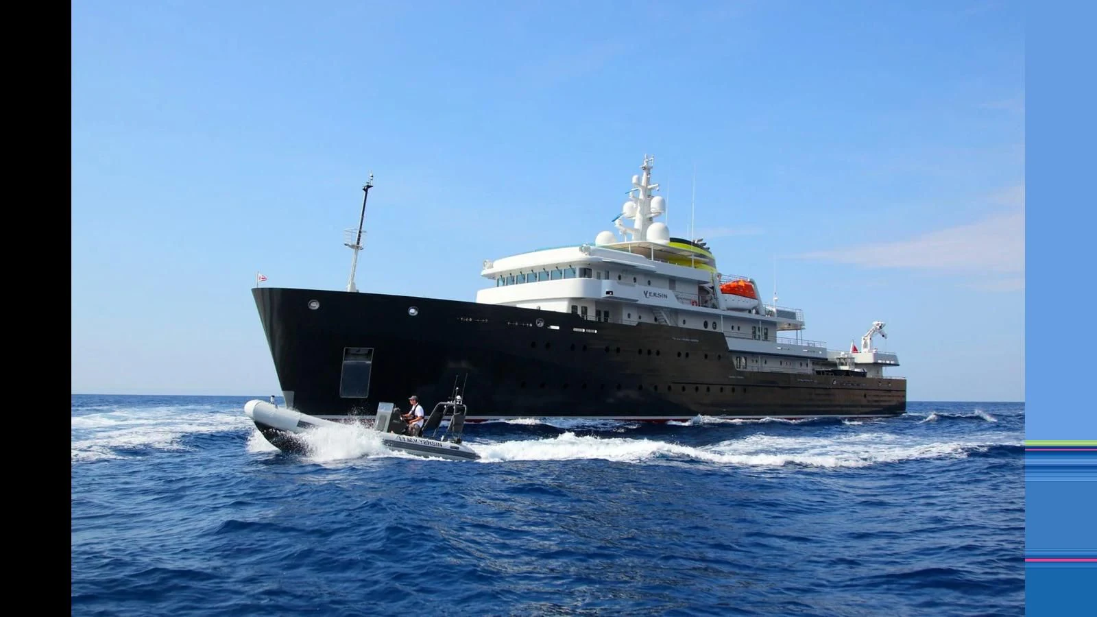 a large ship in the water aboard YERSIN Yacht for Charter
