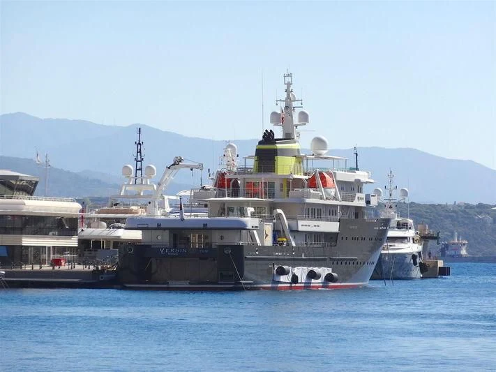 a large ship in the water aboard YERSIN Yacht for Charter