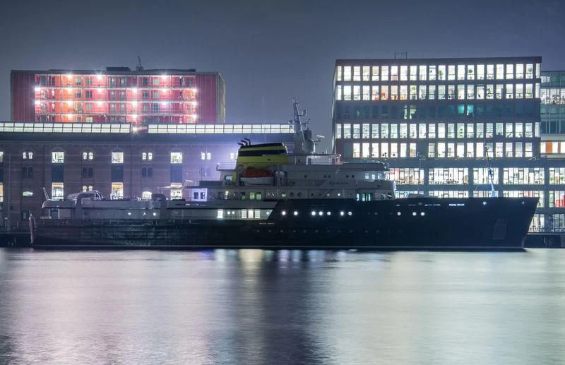 a large ship in the water aboard YERSIN Yacht for Charter