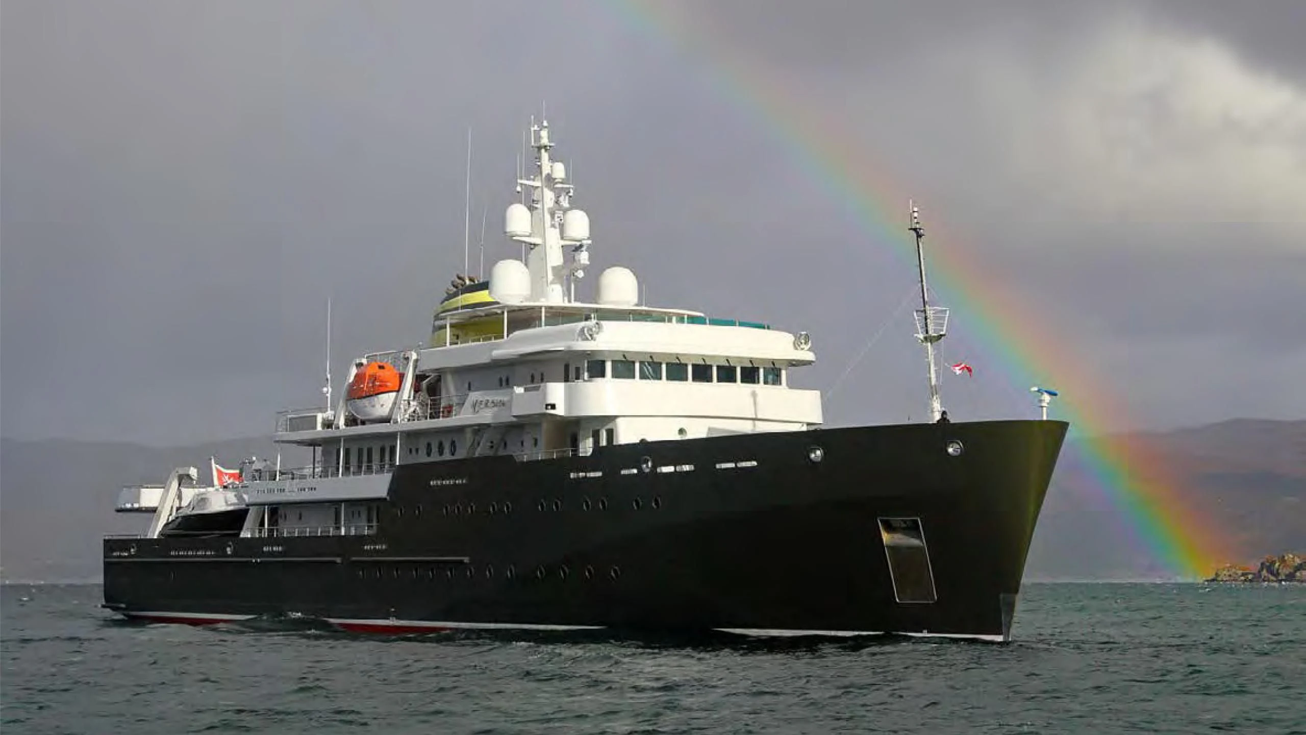 a large ship in the water aboard YERSIN Yacht for Charter
