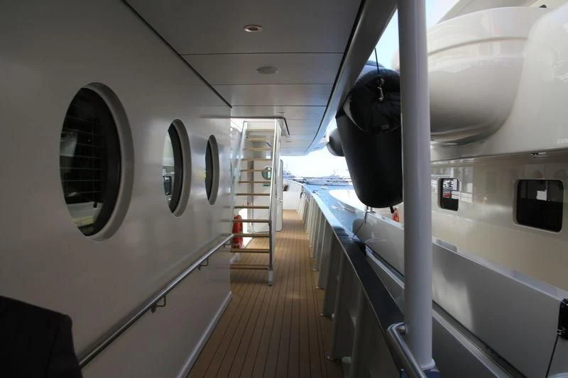a train with a large mirror aboard YERSIN Yacht for Charter