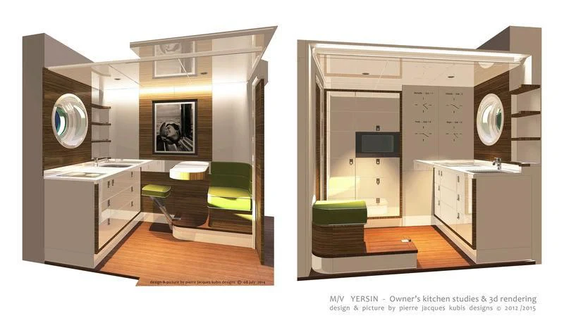 a room with a desk and a computer aboard YERSIN Yacht for Charter