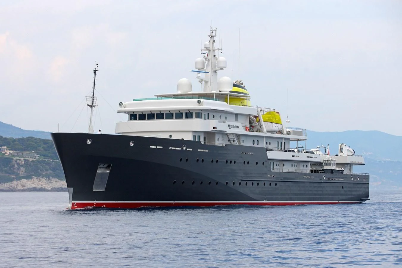 a large ship in the water aboard YERSIN Yacht for Charter