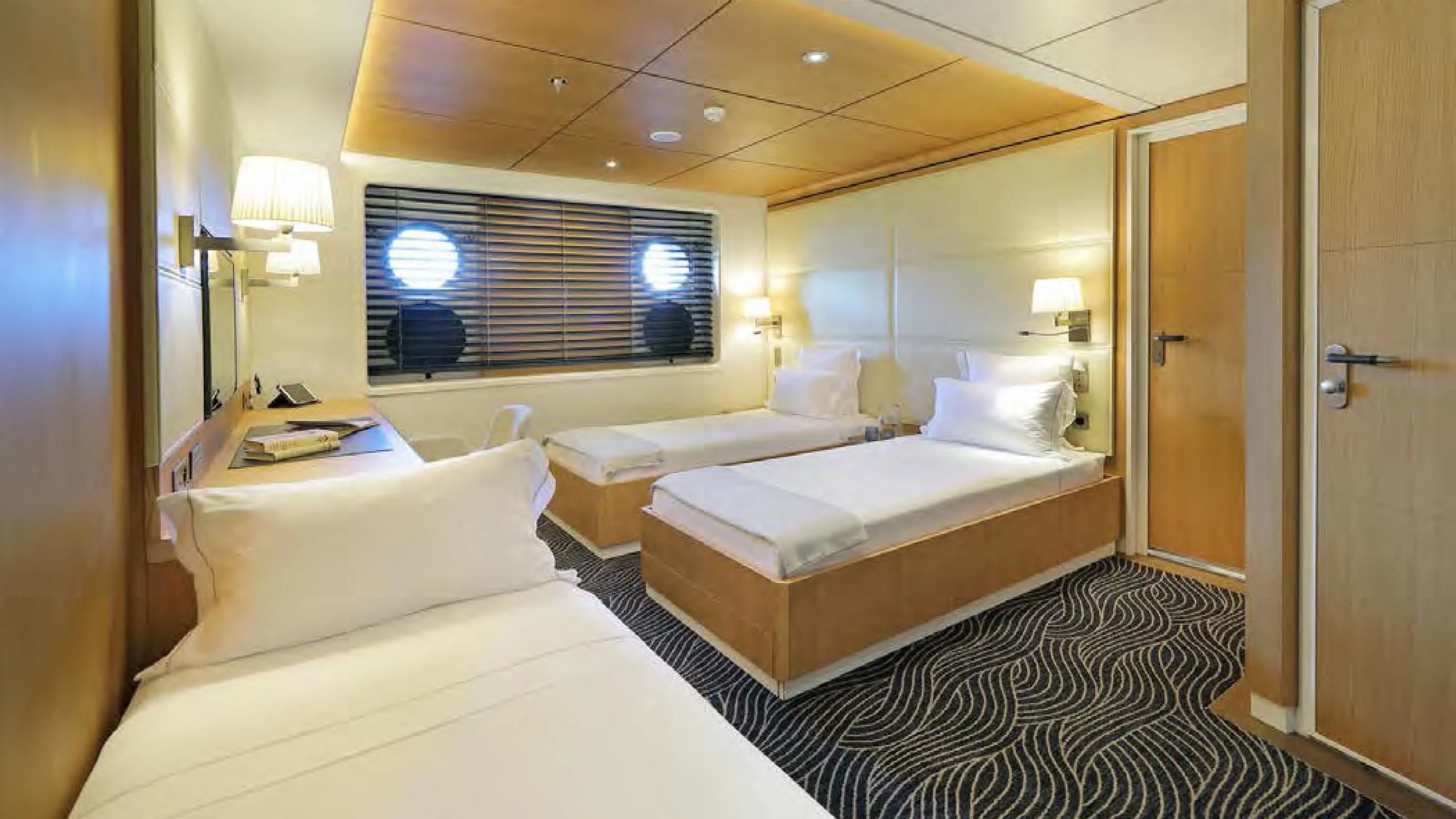 a room with two beds aboard YERSIN Yacht for Charter